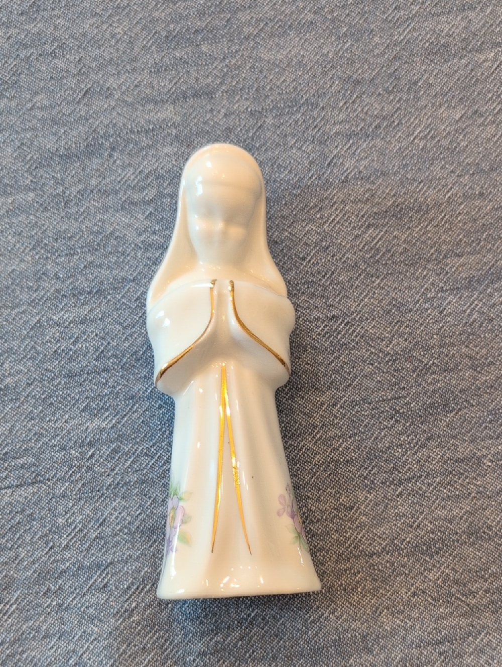 Royal Tara Porcelain Praying Figurine with Gold Trim